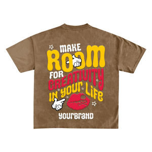 Camisetas de alta calidad para hombre, tallas grandes, 100% algodón, personalizables, transpirables, ecológicas, servicio OEM, camisetas con lavado ácido para hombre - Product Image 3