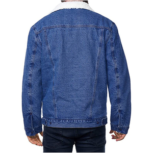Autumn Winter Unisex Windproof Denim Jeans <b>Jacket</b> 100% Cotton Warm Button Sherpa <b>Fleece</b> <b>Lining</b> Patchwork Streetwear Outerwear - Product Image 4