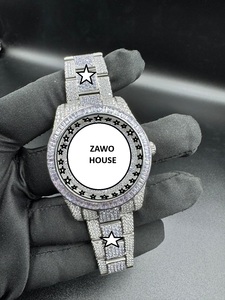 Montre mécanique unisexe en acier inoxydable 41 mm avec diamant Moissanite VVS1, mouvement automatique japonais, verre analogique, bracelet 22 mm, style Hip Hop - Product Image 4