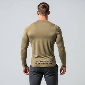 Camiseta de manga larga de alta calidad para hombre, ropa sencilla a la moda, camiseta transpirable con cuello redondo para hombre, servicio OEM - Product Image 2
