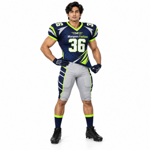 Conjunto de Uniforme de Fútbol Americano Personalizado, Transpirable, de Secado Rápido, Cuello en V, Spandex, Poliéster, para Jóvenes y Adultos - Product Image 1