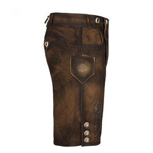 Shorts d'Oktoberfest allemands authentiques en tissu satiné polyester marron antique foncé pour homme, coupe-vent et imperméables - Product Image 4