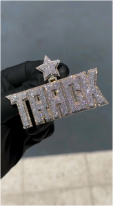 Collier Pendentif en Argent Sterling 925 Glacé avec Moissanite VVS, Lettres Initiales, Chiffres, Nom, Doré, Tendance, Passe le Testeur de Diamant - Product Image 2