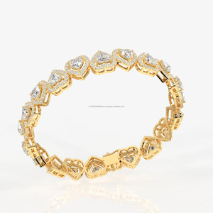Pulsera de diamantes vintage para mujer en oro amarillo, rosa y blanco – Corte de corazón, con forma de corazón, para bodas y ocasiones especiales - Product Image 4