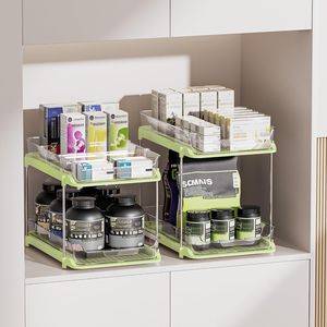 Organizzatore a 2 Livelli Multiuso per Bagno e Cucina, Armadietto Estraibile per Medicinali, Organizzatori Impilabili per Dispensa per un'Organizzazione Ottimale - Product Image 3