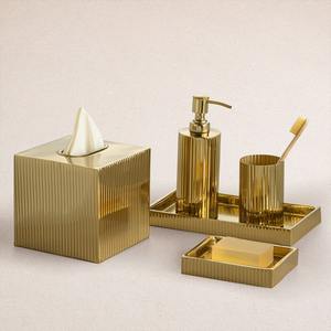 Luxury Metal <b>Bathroom</b> <b>Accessory</b> <b>Set</b> Tissue Box Hand wash Dispenser Soap Dish Waste Bin Toothbrush Holder Hotel Home Usage - Product Image 1