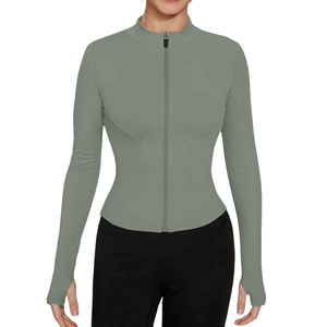 Veste de fitness pour femme en polyester élasthanne, coupe courte, pour entraînement de force, avec logo personnalisé, fournisseur d'usine - Product Image 5