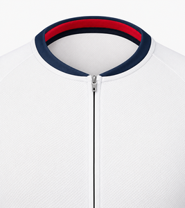 Jersey de Ciclismo de Manga Corta a Rayas Blancas y Azul Marino para Mujer, Transpirable, con Cuello Camisero, Informal, para Verano, Corte Regular - Product Image 1