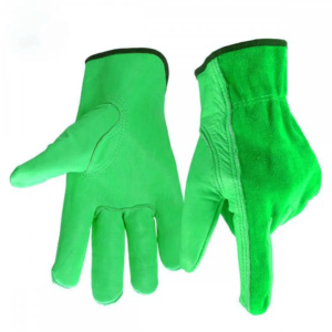Gants de travail anti-vibration en cuir de chèvre jaune véritable de qualité supérieure, robustes et durables, avec poignets élastiques - Product Image 3