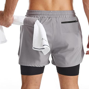 Wholesale <b>Men</b> 2 In 1 Gym <b>Shorts</b> <b>Compression</b> Liner Running Workout <b>Shorts</b> Phone Pocket OEM Supplier - Product Image 5