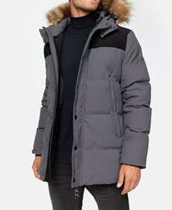 Embroidered Logo <b>Long</b> <b>Puffer</b> Jacket <b>Men</b> Full Zipper Hooded Winter OEM ODM Outerwear Warm Apparel Fashion Streetwear Supplier - Product Image 5