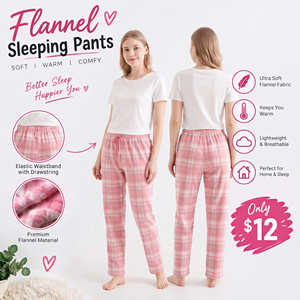 Wholesale 100% Cotton <b>Check</b> Sleeping <b>Pajama</b> Regular Fit Women Night Wear Sleeping Trouser Flannel Plaid Pants Women's - Product Image 3