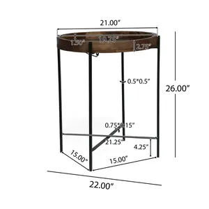 Nordic Round Metal Coffee <b>Table</b> with Premium Marble Finish FurnitureZE-3251P Round Wood Top Side <b>Table</b> with Metal Frame - Product Image 3