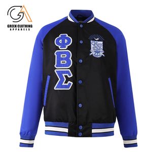 1914 Blu Phi Sigma Bomber Jacket Blue Mens Greek Letter Satin Jacket Fraternity Apparel Zip Up Classic Fit Premium Outerwear - Product Image 4