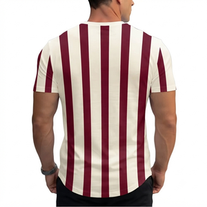 เสื้อกีฬาผู้หญิงสีแดงเลือดหมูพิมพ์ลายทางแนวตั้งสีขาว คอกลม แขนกุด สไตล์ลำลอง ระบายอากาศได้ดี ผลิตจากผ้าสแปนเด็กซ์/ไนลอน เหมาะสำหรับเล่นฟุตบอล - Product Image 2