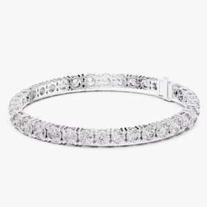 925 Sterling <b>Silver</b> Round Brilliant Cut <b>Charm</b> <b>Bracelet</b> with Moissanite Luxury Gift for Women - Product Image 1