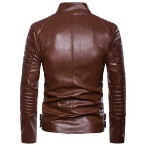 Autumn Winter <b>Men's</b> Casual Zipper PU <b>Leather</b> <b>Jacket</b> <b>Men</b> Clothing Slim Long Sleeve - Product Image 5