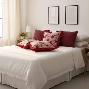 Juego de 5 Fundas de Almohada SOGA Rose Garden, Color Borgoña con Volantes y Funda de Almohada de Punto Trenzado Rojo Intenso para Decoración de Sofá - Product Image 3