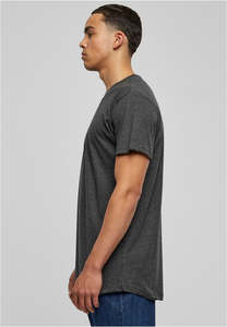T-shirt homme gris foncé personnalisé avec logo, coupe ajustée, en coton chiné anthracite, manches courtes, pour le sport et la gym, uni et vierge - Product Image 3