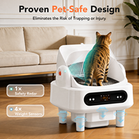 Litière pour animaux de compagnie électrique à toit ouvert, silencieuse 30 dB, avec tiroir à déchets 12 L, autonettoyante, avec radar anti-pincement et 4 capteurs de poids