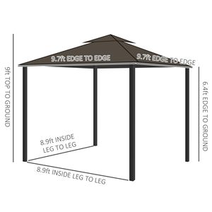 10 'X 10' Patio con struttura in alluminio Gazebo doppio tetto a baldacchino esterno riparo tende a rete per giardino ponte cortile per il caffè - Product Image 2