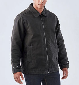 Veste de travail en toile personnalisée, doublure en sherpa décontractée personnalisée pour l'hiver, tissu tissé respirant, fabricant de vêtements de travail pour hommes, vestes en jean - Product Image 4