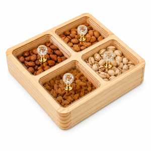 Plateau de service carré en plastique au design moderne avec couvercle pour noix, bonbons et fruits secs, boîte à collation pour fêtes - Product Image 3