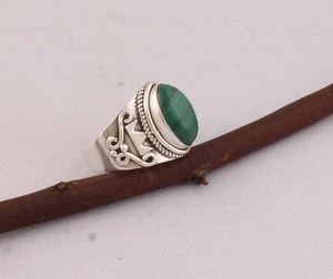 Vintage Malachite <b>Ring</b> 925 Sterling Silver Classic Antique Victorian Design Green Banded Gemstone Women's Artisan Jewelry Party - Product Image 4