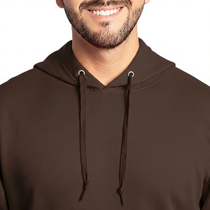 Men's Dark <b>Brown</b> Pullover Hoodie Solid Color Drawstring Hooded Sweatshirt Kangaroo Pocket <b>Long</b> <b>Sleeve</b> Cool Fall Streetwear <b>Top</b> - Product Image 1