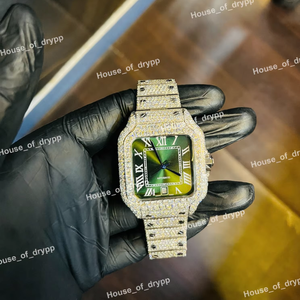 Reloj de Lujo de Acero Inoxidable con Diamantes Cultivados en Laboratorio VVS, Esfera con Números Romanos, Automático, Estilo Hip Hop para Hombre - Product Image 3