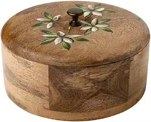 Boîte à chapati en bois écologique faite à la main, boîte de rangement pour pain roti en bois massif - Product Image 6