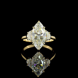 IGI Certified Lab Grown Marquise Cut Diamond Wedding <b>Ring</b> Half <b>Moon</b> Side <b>Stones</b> 10K/14K/18K Gold 925/935 Silver Rhodium Plated - Product Image 1