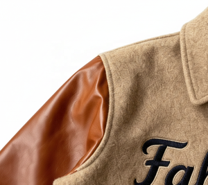 Vestes universitaires unisexes en cuir et laine, fabriquées en usine, services OEM, coupe classique, style streetwear, chaudes pour l'hiver, avec lettres brodées, pour hommes et femmes. - Product Image 5