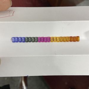 <b>rainbow</b> baguette <b>lab</b> sapphire vibrant multicolor step cut gemstone sleek rectangular stone for fine jewelry making - Product Image 6