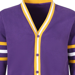 Custom Alcorn Purple Fleece <b>Cardigan</b> V-Neck with Custom Logo with Private Label with Wholesale Supply with OEM Custom Production - Product Image 6
