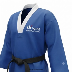 Uniforme de Taekwondo WIZE INTERNATIONAL para Adultos, Unisex, Azul, Poliéster Transpirable, Corte Regular, Logotipo Frontal - Product Image 3