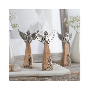 Figurine de cerf et d'arbre en aluminium poli découpé au laser avec base en bois, sculpture décorative pour la maison, ornement de table - Product Image 2
