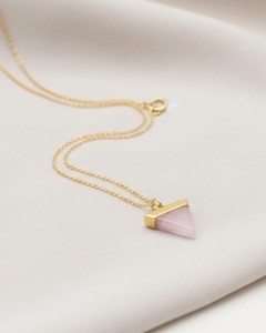Collier pendentif en quartz rose, doré, élégant, avec pierre précieuse en cristal, bijou fantaisie, cadeau pour femme - Product Image 3