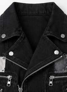 เสื้อแจ็คเก็ตยีนส์ผู้หญิงแขนยาวคอปกพับได้ - Product Image 2