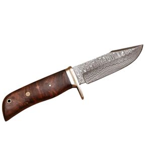 Couteau de camping EDC en acier Damas fait main sur mesure, manche en bois mosaïque, poinçon Damas, fabrication OEM - Product Image 1