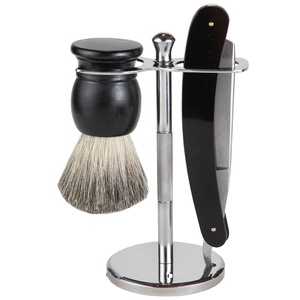 El mejor kit de afeitado de moda para hombres con brocha de afeitar de pelo sintético, mango de cuero y gran capacidad, con estuche de cuero. - Product Image 1
