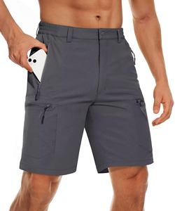 Men's Cargo Shorts Solid Color Quick Dry <b>Elastic</b> Waist Bermuda Length Casual Outdoor Wear With Multiple Pockets - Product Image 3