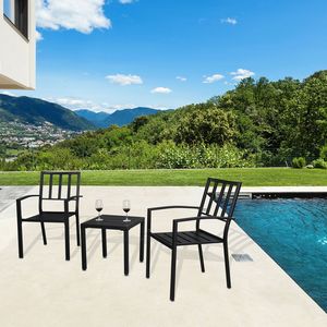 Set da Pranzo in Ferro Battuto con Schienale a Griglia Verticale per Giardino - Product Image 1