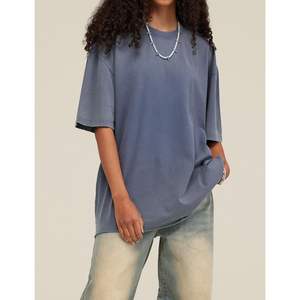 T-shirts de lavage vintage surdimensionnés unisexes T-shirts à col rond en coton épais en soie 100% T-shirts pour hommes 2025 - Product Image 1