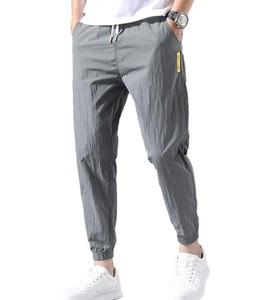 Pantalon de survêtement décontracté pour homme en coton léger avec fermeture éclair mi-longue, coupe ample, taille ultra-fine, collection automne - Product Image 3