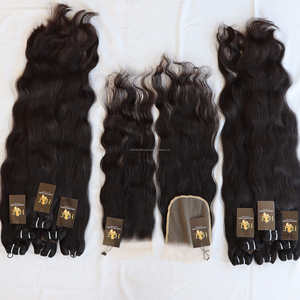 Tissage en lot naturel, cheveux humains vierges, lisses, avec fermeture en dentelle, en vison, 4x4, 5x5, 6x6, 7x7, HD, Swiss Lace Closure - Product Image 2