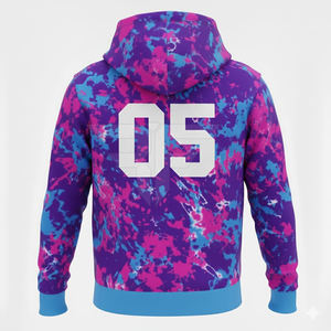 Sudadera con Capucha de Terciopelo y Felpa de 300GSM, Suave al Tacto, Estilo Chándal, Manga Raglán, Diseño Bicolor con Bloques de Color, Sudadera de 350GSM - Product Image 3