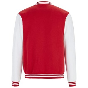 Veste universitaire rouge pour homme, col marin, bouton unique, couleur unie, style décontracté, extérieur en coton, doublure en polyester, coupe-vent, automne - Product Image 2