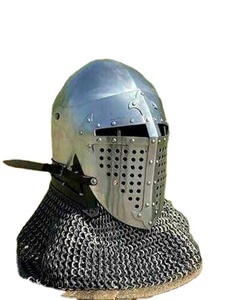 Casco de Caballero Medieval Antiguo con Cota de Malla de Acero Suave, Armadura Hecha a Mano, Correa de Cuero Ajustable, para Fiestas de Recreación Histórica - Product Image 5