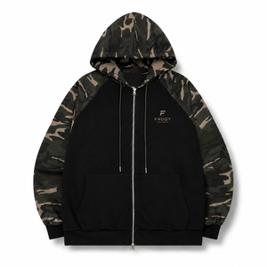 Sweat à capuche zippé surdimensionné pour homme, style streetwear, en molleton épais, à manches raglan, motif camouflage, 2026 - Product Image 1